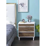 Accent Table - White & Weathered Oak - 3 Drawers - Tapered Legs