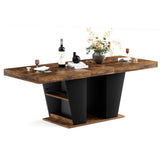 Engineered Wood Dining Table with Storage Black/Rustic Brown 44"