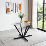 Glass Dining Table Black 48"