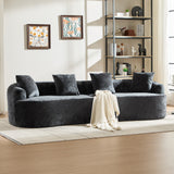 Curved Loveseat Chenille Sofa with Pillows, Deep Seat