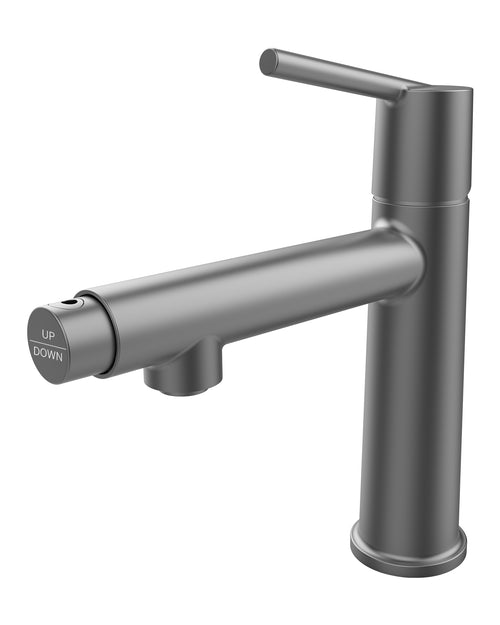 Gun Gray Single Handle Bathroom Faucet 1/3 Hole Deck Mount