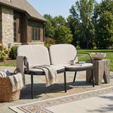 Luna Outdoor Patio Loveseat Beige Cushions Black Frame
