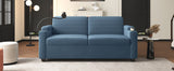 Navy Blue Corduroy Sleeper Sofa with USB Ports and Cup Holders