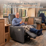 Velvet Recliner Swivel Power Dark Gray