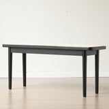 Modern Style Black Color Solid Oak Wood Dining Bench with Rattan Detail