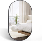 Black Metal Oval Mirror 20 x 28 Inch