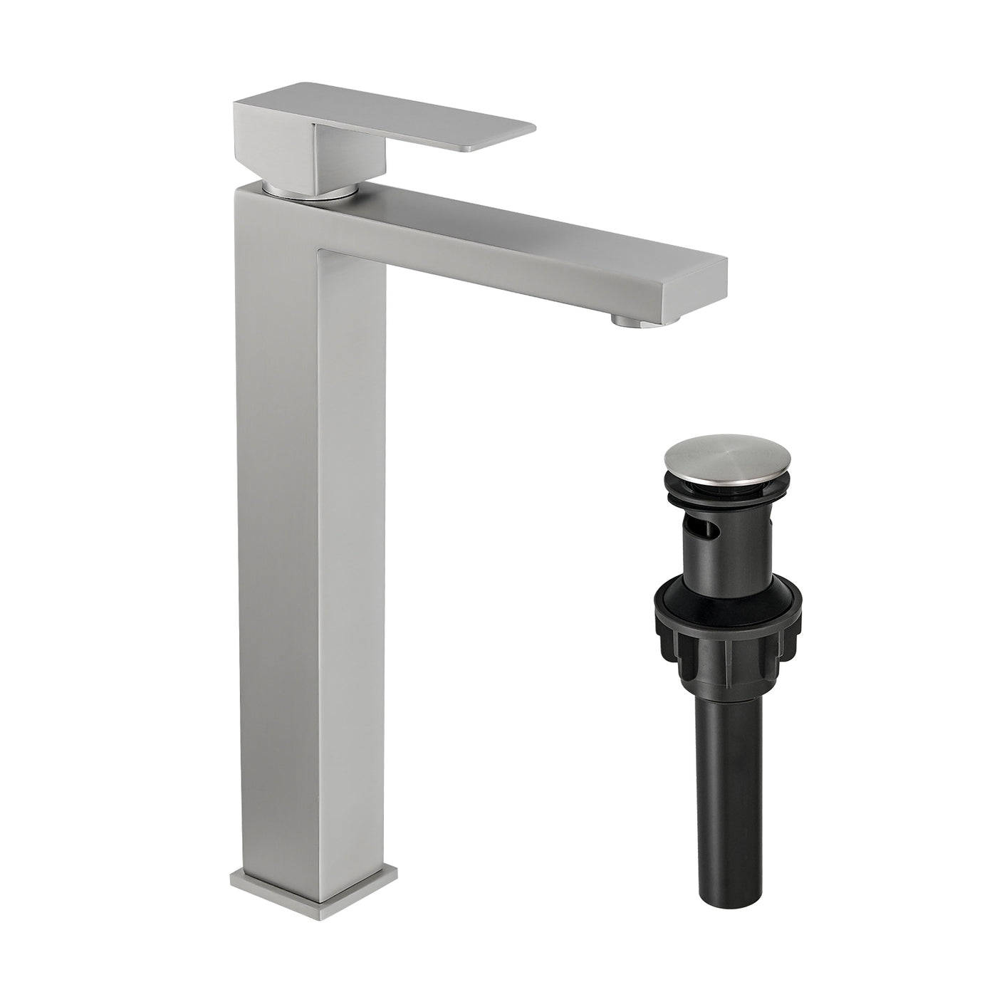 Brushed Nickel Single Handle Bathroom Faucet Pop Up Drain