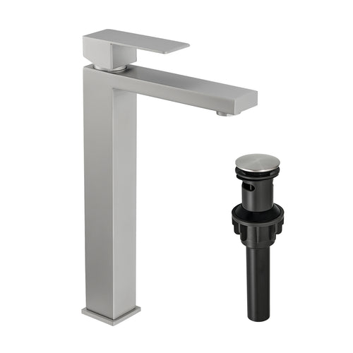 Brushed Nickel Single Handle Bathroom Faucet Pop Up Drain