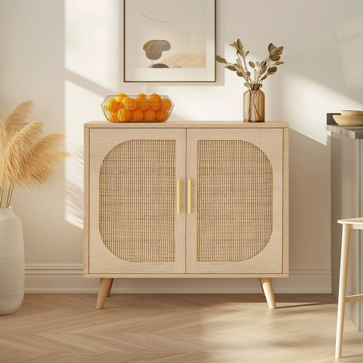 Buffet Cabinet Storage Sideboard with 2 Doors Natural Wood