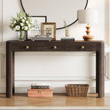 Rustic Console Table with 3 Drawers, Espresso