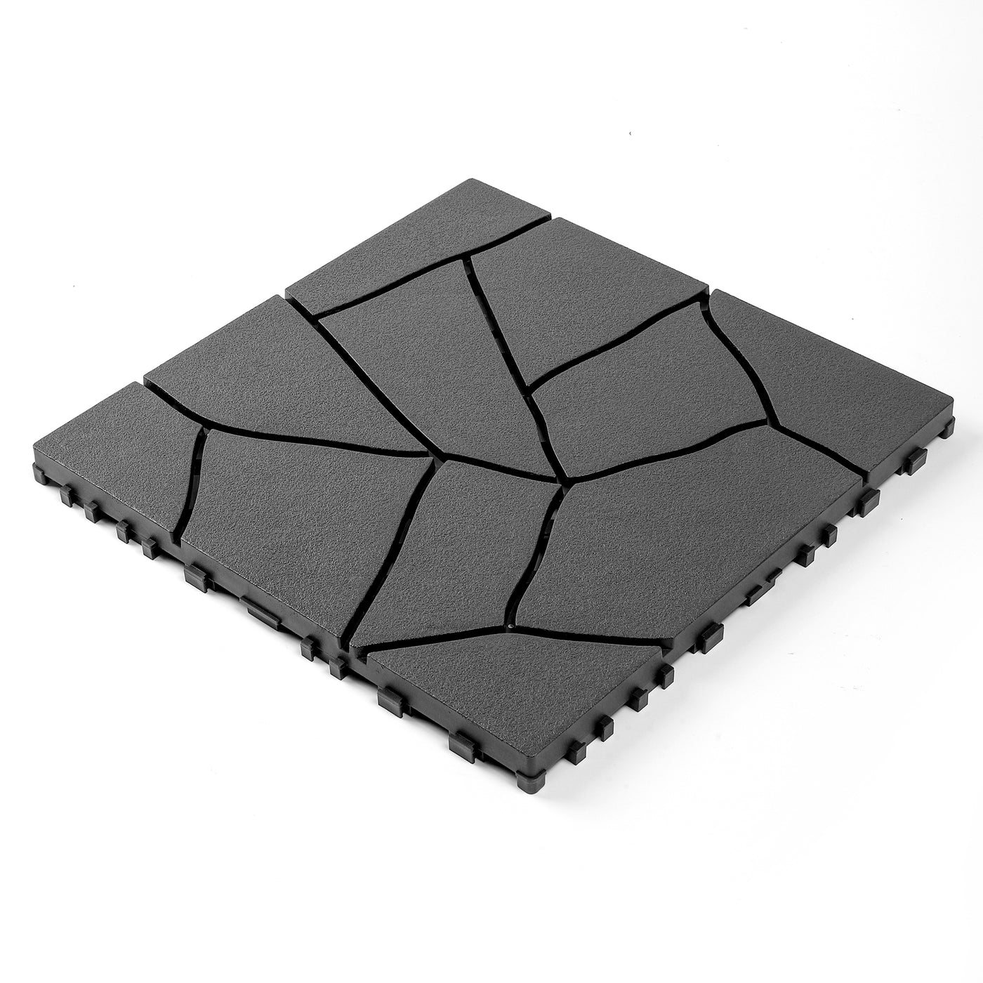 12' Interlocking Patio Deck Tiles Dark Gray Polypropylene 44pc