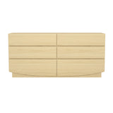 Dresser Minimalist 6-Drawer Oak MDF Handleless Wood Grain 72x20 In