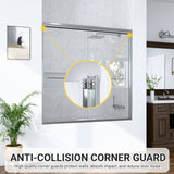 56"-60"W*60" H Semi-Frameless Double Sliding Shower Door, Bypass Shower Door