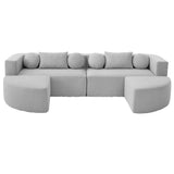 Sectional Sofa U-Shape Modular Boucle Gray 6-Seat Deep Seating 114.9x64.5 In