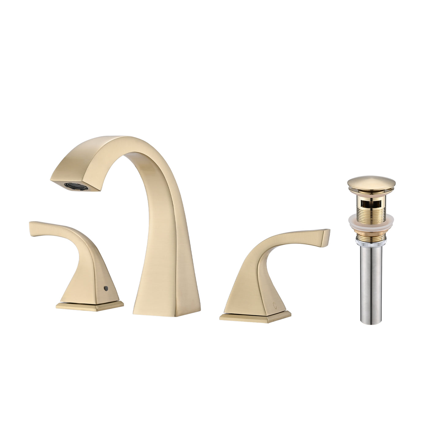 Brushed Gold 2-Handle Bathroom Sink Faucet with Drain
