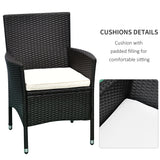Rattan Wicker Patio Dining Chairs Set, Stackable, Dark Coffee