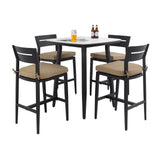 5PC Outdoor Patio Bar Set 35.4" Sintered Stone Table Stools
