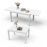 Extendable Aluminum Patio Dining Table 35-71" Ivory White
