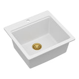 Quartz Bar Sink - 21" x 20" x 9-5/8" White granite composite Workstation