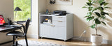 Mobile Office File Cabinet with Charging Station & Multi Drawers, Open Storage C