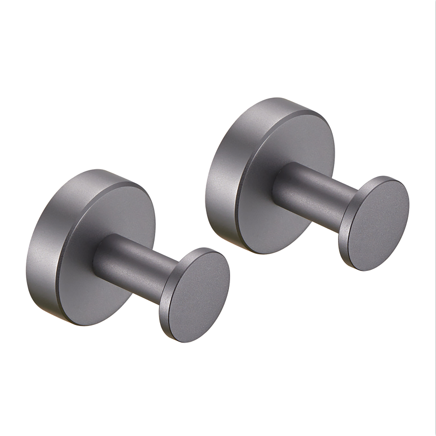 Round Gun Grey Coat Hook Wall Mount 2 Pack