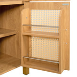 71" Tall Arched Cabinet with Rattan Doors & Adjustable Shelves