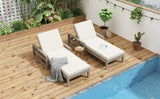 Outdoor Patio Furniture Set of 2 Acacia Wood Gray