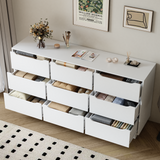 9-Drawer Engineered Wood Dresser White 63"
