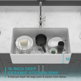 33" White Farmhouse Sink - 33 x 18 x 10 inch Kitchen Sink Apron-front White
