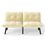 Fabric Sleeper Sofa Foldable Cream 63"