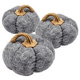 Set of 3 Gray Pumpkin Ornaments 8.3x8.3x5.5" Fall Harvest Decor