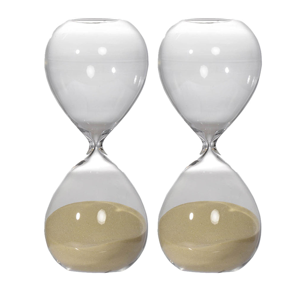 Set of 2 Ferdinand 8' 30-Minute Hourglass Bisque Sand