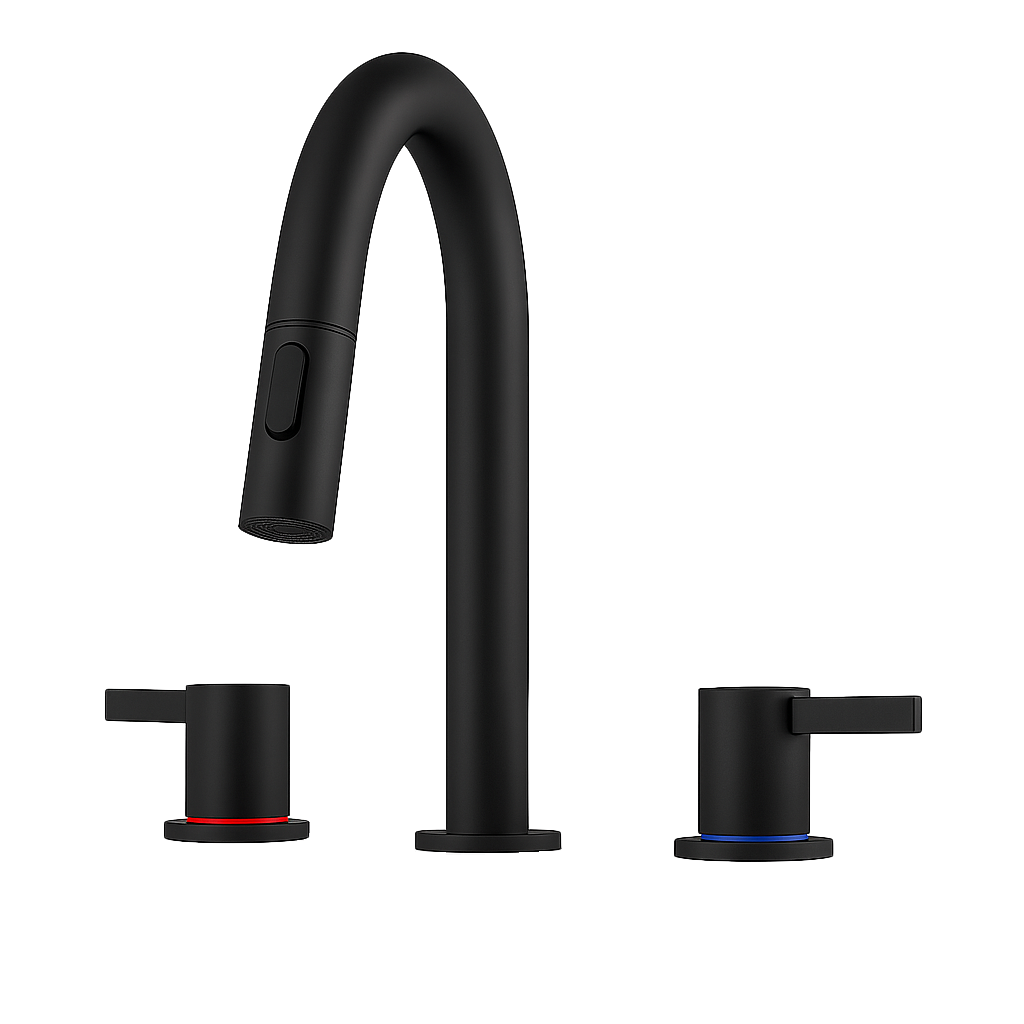 8-Inch Widespread Lavatory Faucet 2-Handle Pop-Up Matte Black