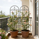 Black Metal Garden Trellis 71" x 19.7" Rustproof Iron Frame