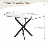 Rectangular Glass Dining Table Black 47"