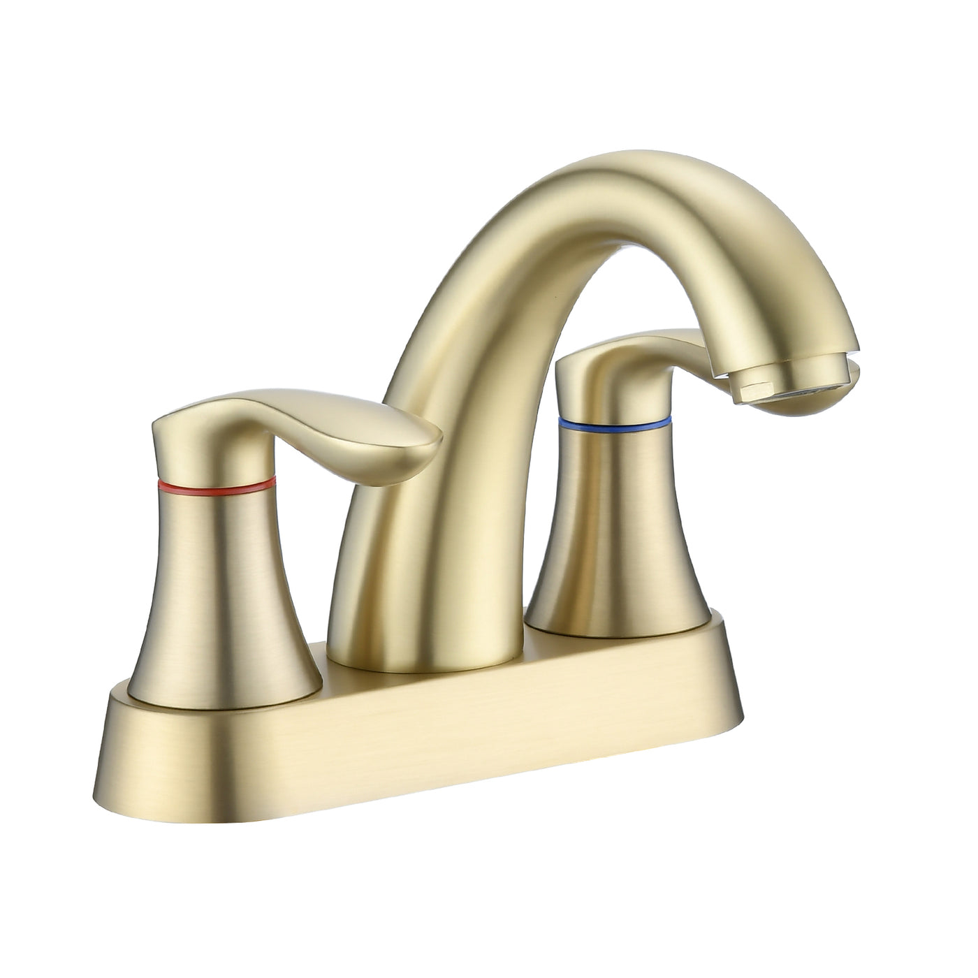 Two Handle 4 Inch Centerset Bathroom Sink Faucet Brushed Gold