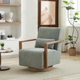 Linen Accent Chair Swivel Pale Green