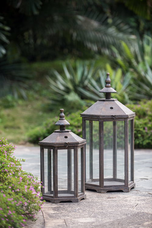 Set of 2 Graca Polygon Temple Garden Lanterns