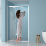 48"W× 76"H Triple Bypass Sliding Shower Door With 5/16 In. (8mm) Clear Glass