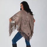 Oversized Vegan Leather Wrap with Fringe