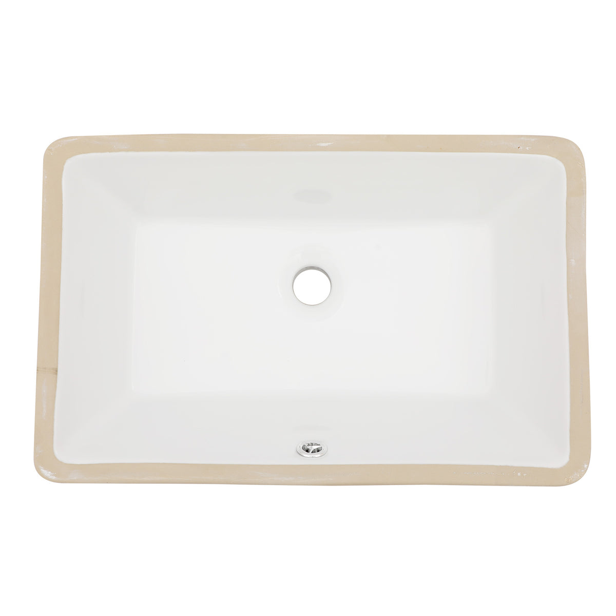 Modern Ceramic Rectangular Undermount Bathroom Sink with Overflow, White, 21x13