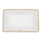 Modern Ceramic Rectangular Undermount Bathroom Sink with Overflow, White, 21x13