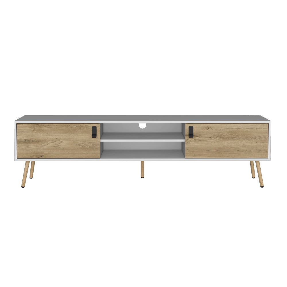 TV Stand White Macadamia Wood Living Room