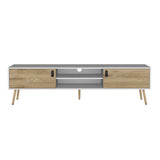 TV Stand White Macadamia Wood Living Room