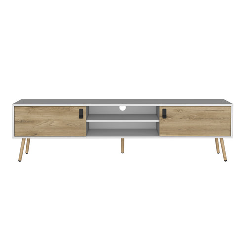 TV Stand White Macadamia Wood Living Room