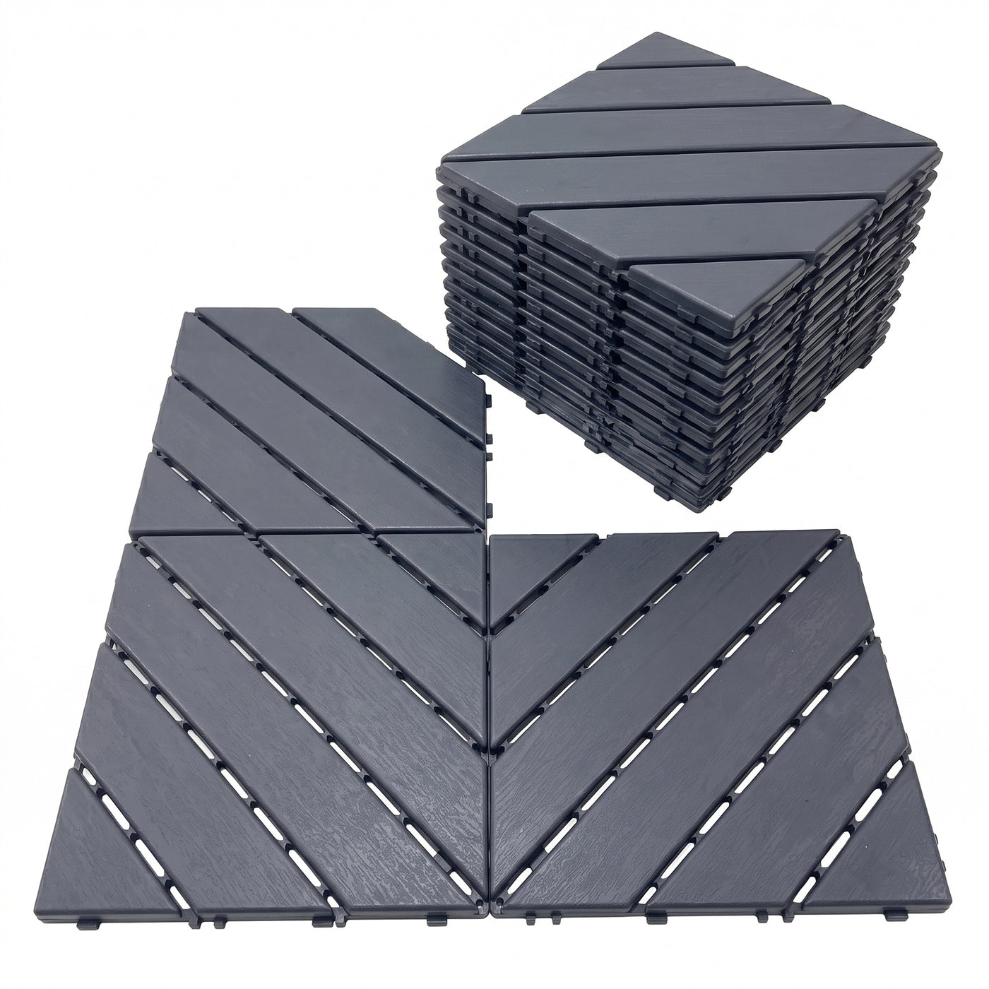 Interlocking Deck Tiles 44 Pack 12x12" Waterproof Non-Slip Grey