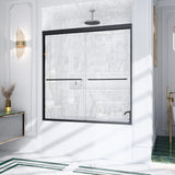 56"-60"W*60" H Semi-Frameless Double Sliding Shower Door, Bypass Shower Door