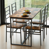 5 Piece Dining Table Set for 4, Metal Wood Modern Chairs