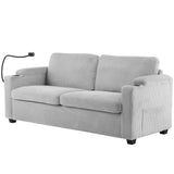 Grey Corduroy Sleeper Sofa Loveseat Full Size Mattress USB