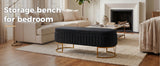 Storage Bench Bedroom Bench, Velvet Oval Upholstered End of Bed Bench